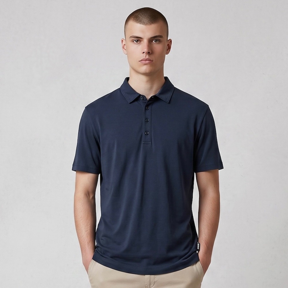 Armani Collezioni Polo Shirt Mens XL Navy Blue Short Sleeve Jersey Knit Luxury